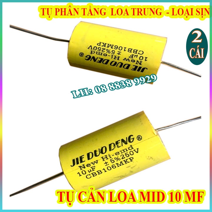 2 TỤ CHỐNG CHÁY LOA TRUNG 10MF VÀNG - TỤ CẢN LOA MID -TỤ LẮP LOA LỜI CAO CẤP - GIÁ 2 CHIẾC