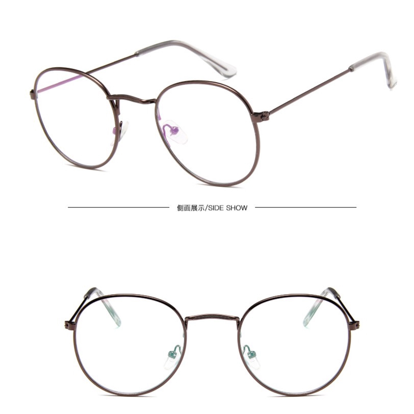 Mắt kính gọng tròn bằng kim loại thời trang cho nam nữ