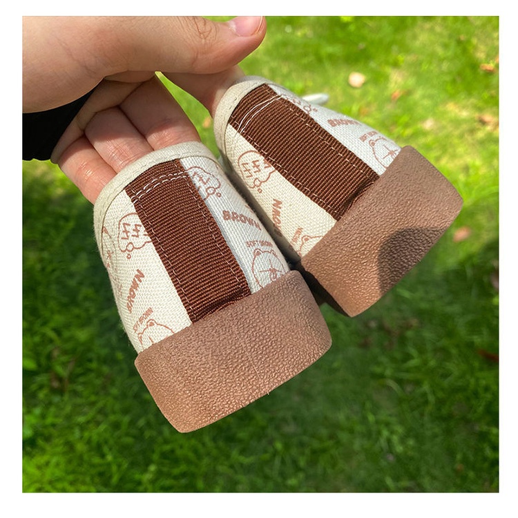 Giày Thể Thao Canvas Họa Tiết Gấu Hoạt Hình Phong Cách Nhật Bản Dễ Thương Cho Nữ