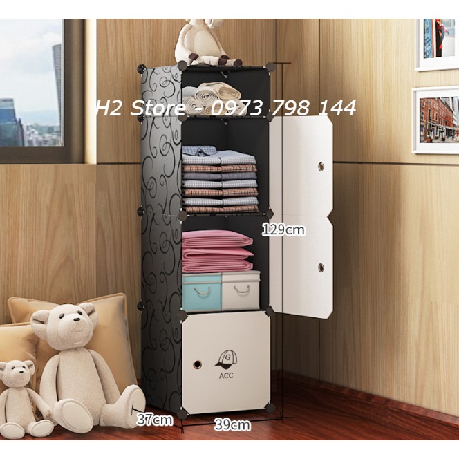 TỦ NHỰA LẮP GHÉP 3 Ô + 1 Ô NHỎ ĐỂ ĐỒ ĐA NĂNG THÔNG MINH sâu 37cm