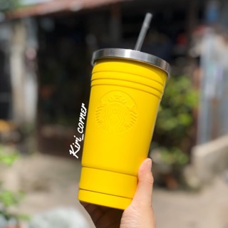 💛Ly giữ nhiệt Nắp bạc STARBUCKS Embossed Logo ver2 #Yellow💛