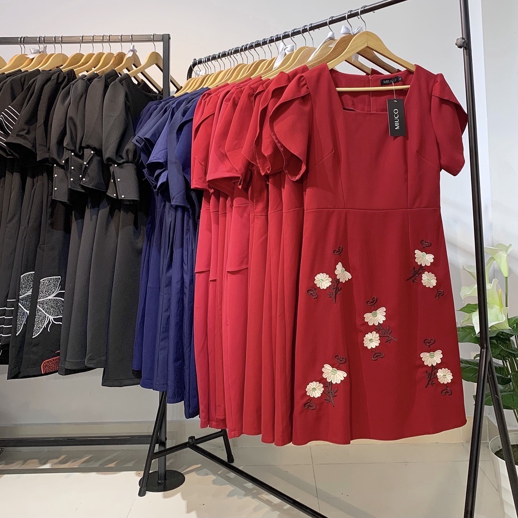 Đầm Trung Niên Cao Cấp [Miu021] BIGSIZE - Thiết kế trẻ trung sang trọng chất liệu dày dặn thoáng mát, thêu hoa xinh | BigBuy360 - bigbuy360.vn