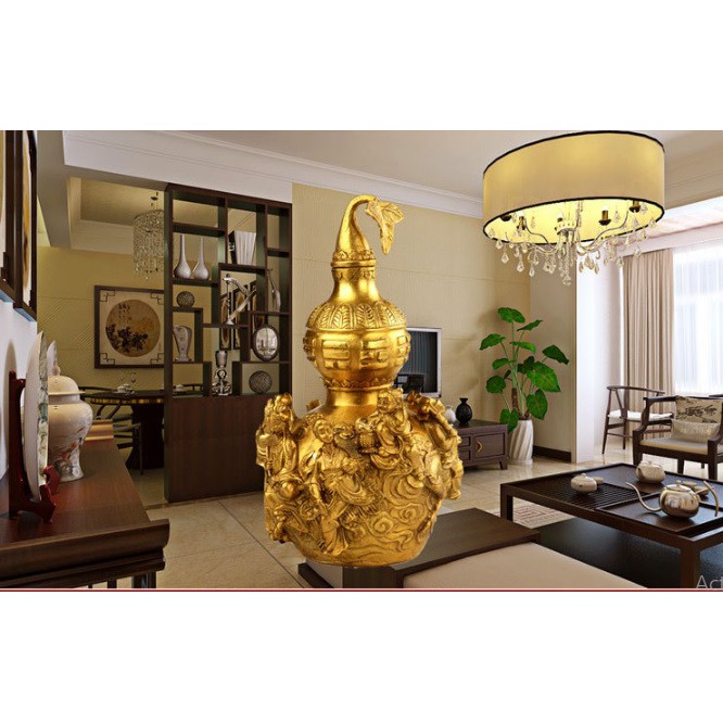 Bình Hồ Lô Bát Tiên Đúc Bằng Đồng Thau Nguyên Chất Cao 23cm Nặng 1,1kg