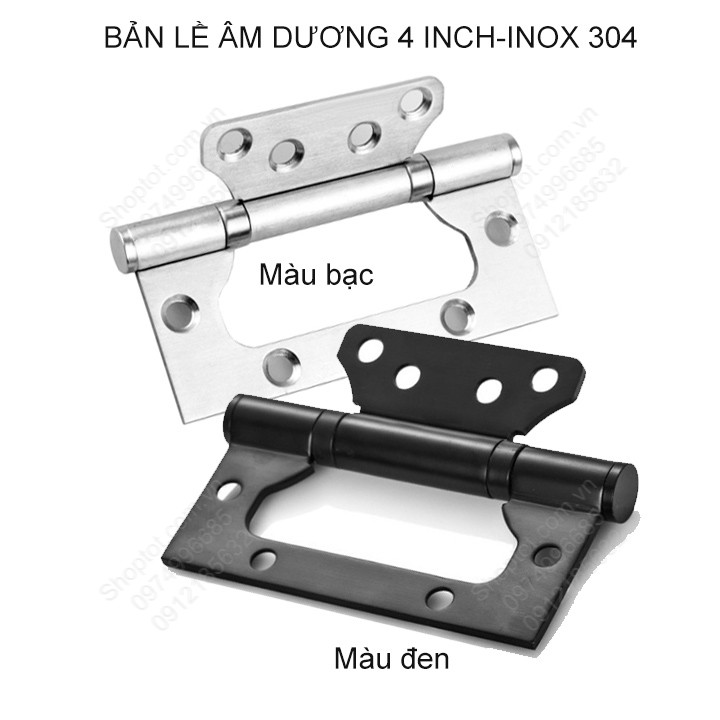 BẢN LỀ LÁ ÂM DƯƠNG (CÁNH BƯỚM) BLAD-4X3X3.0 BẰNG INOX 304 DÀY 2.2MM CHO CỬA GỖ, CỬA NHỰA, CỬA NHÔM (Kho hàng Hà nội)