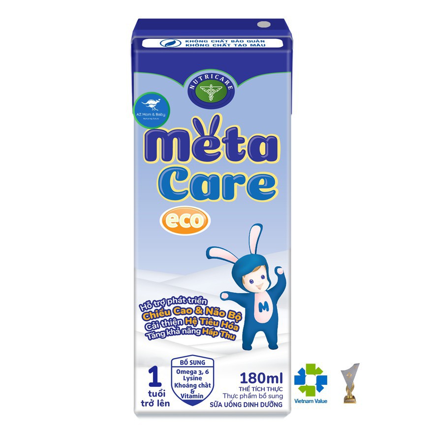 Thùng sữa nước pha sẵn Nutricare Metacare ECO - phát triển não bộ chiều cao tiêu hoá (180ml x 48 hộp)