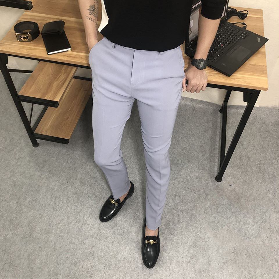 Quần Tây Nam Hàn Quốc Công Sở Ống Côn Quần Âu Nam Đen Vải Chéo Loại Đẹp | BigBuy360 - bigbuy360.vn