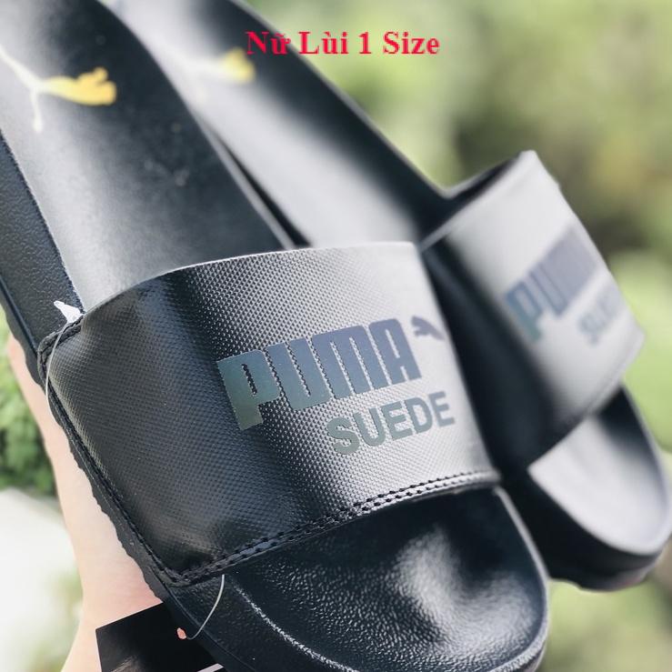 Dép unisex puma phản quang ❤️FREESHIP + Hộp❤️  dép quai ngang hình con báo mlb nam nữ thể thao kèm tem tag mác, màu đen