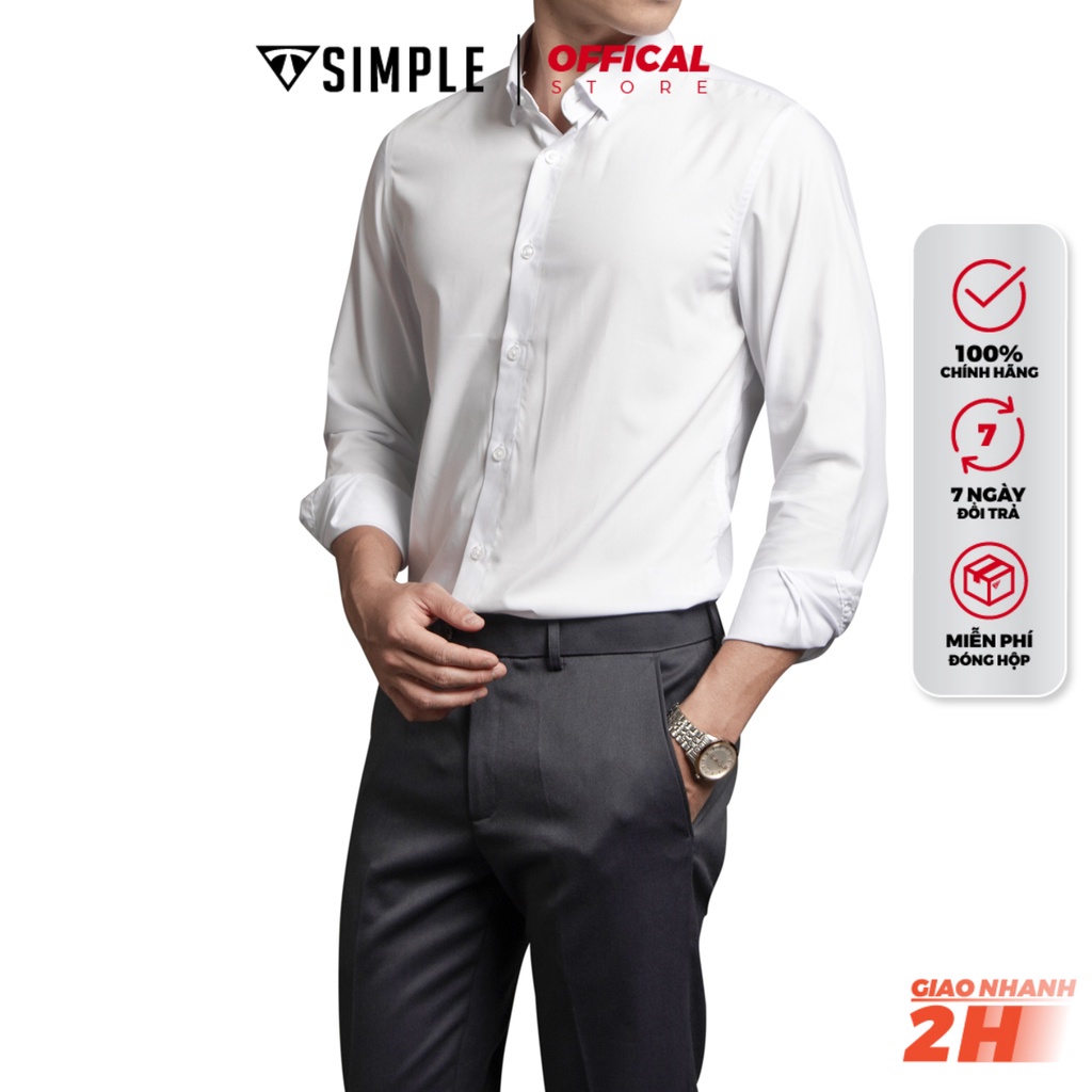 Áo Sơ Mi Nam Trơn dài tay TSIMPLE chất lụa mềm mịn thoáng mát chống nhăn thời trang chuẩn form MSRASD )(i1 *
