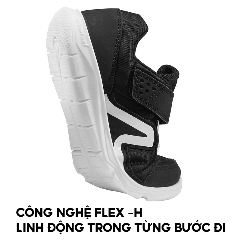 Giày đi bộ trẻ em Decathlon pw100 - đen/ trắng