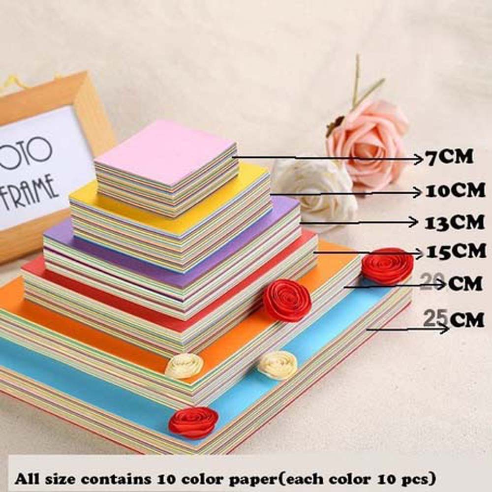 Set 100 Giấy Vuông Xếp Hình Origami 10 Màu Cho Bé