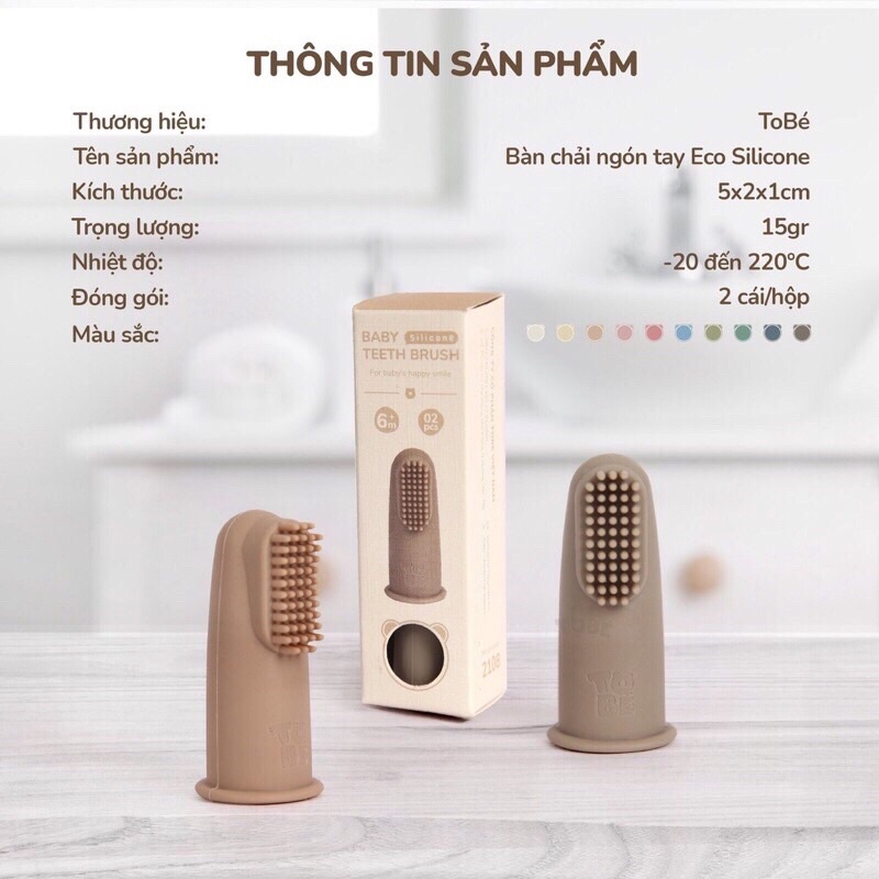 Set 2 Bàn Chải Ngón Eco Silicone Tobé Siêu Mềm Mại Và An Toàn Cho Bé