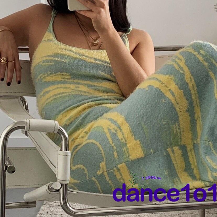 Đầm hai dây dáng ôm phối màu thời trang nữ tính chất lượng cao