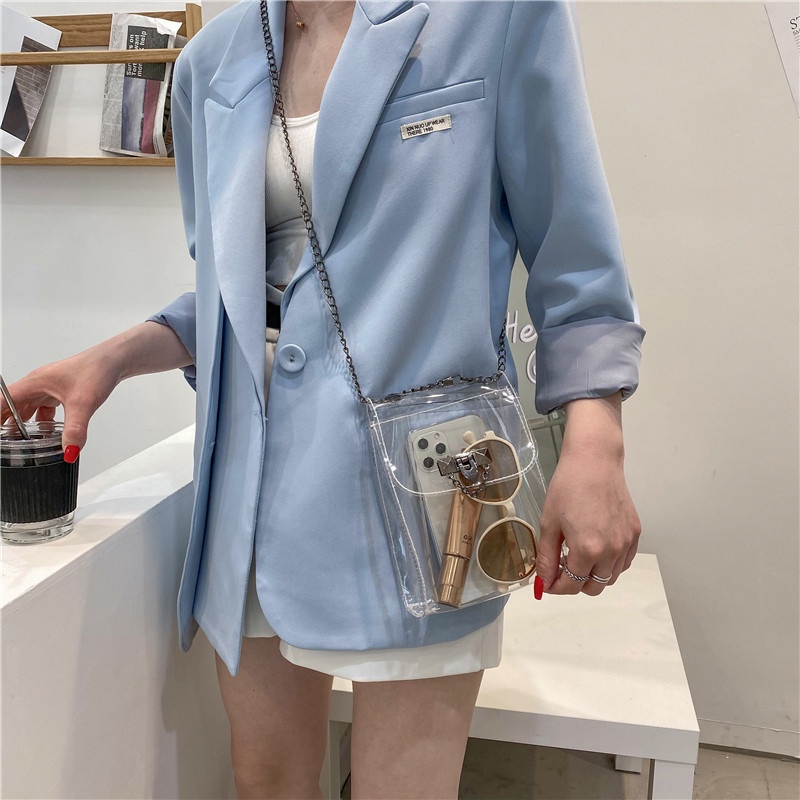 Túi đeo chéo IELGY hình vuông màu kẹo có khóa gài thời trang đường phố cao cấp