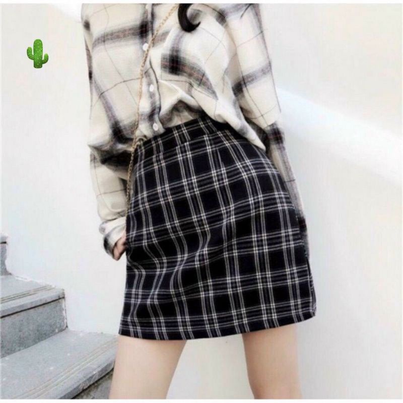 Chân váy kẻ hàn quốc
