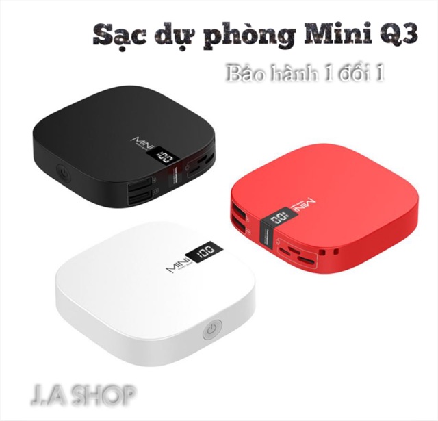 Pin Sạc Dự Phòng Mini Q3 Sạc Siêu Nhanh, Nhỏ Gọn Tiện Dụng, Dung Lượng 10000mAh Power Bank (Bảo hành 1 đổi 1)