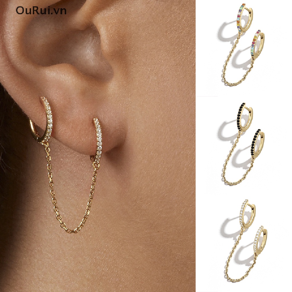 Khuyên Tai Dáng Dài Phối Tua Rua Đính Đá Sang Trọng