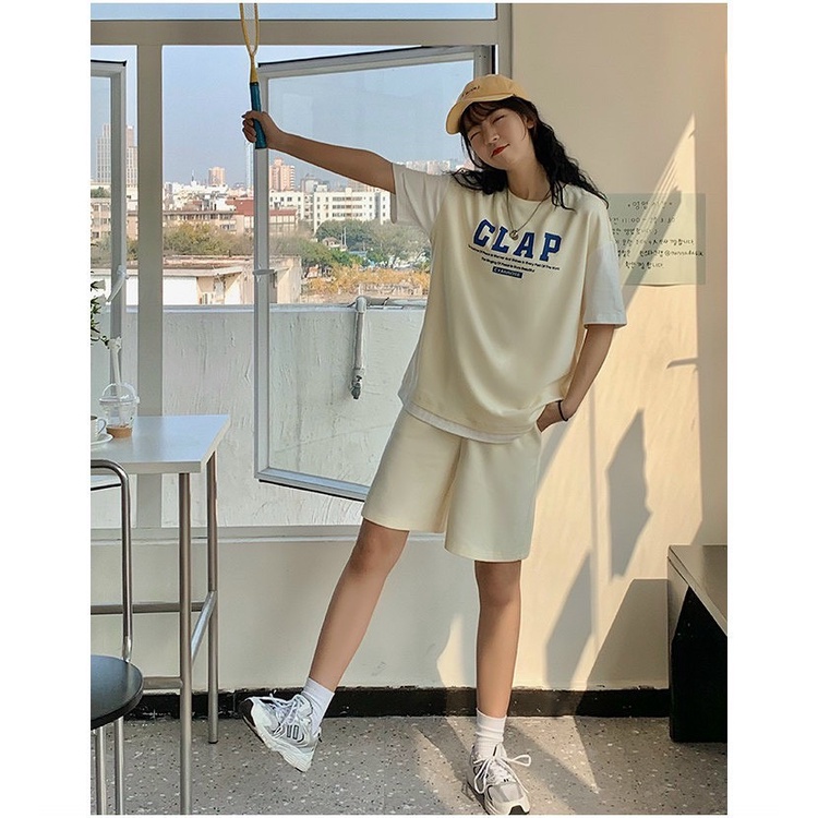 Bộ Đùi Nam Nữ Unisex Clap Bộ Đùi Tay Lỡ  Dày Mịn Thoáng Mát Thiết Kế  Kiểu Dáng Năng Động  Form Rộng