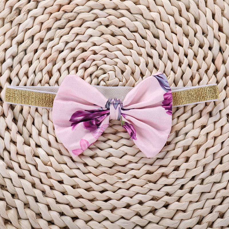 Đầm bé gái in hoa tím &amp; băng đô quấn đầu