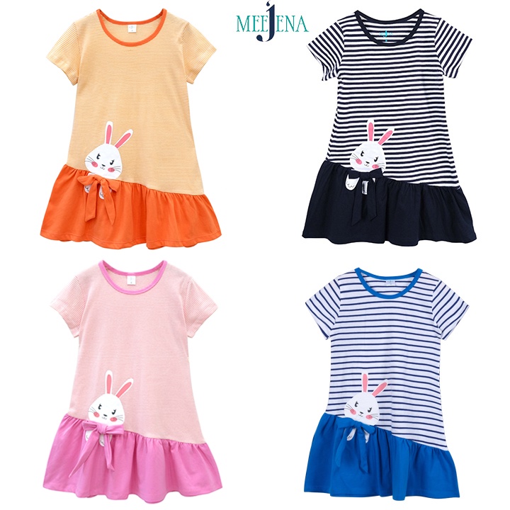 Đầm Bé Gái Tay Ngắn Vải Sọc 14-34 kg MEEJENA - 100% Cotton - 1906