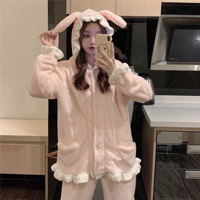 Bộ đồ ngủ lông, Quần bông nỉ giữ nhiệt bo gấu mặc nhà siêu ấm PHỐI VIỀN BÈO dễ thương. MET SHOP | BigBuy360 - bigbuy360.vn