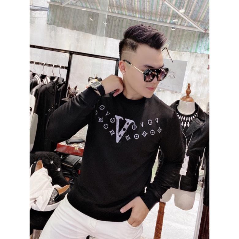 Áo nỉ thu đông đính đá CAO CẤP_áo thun dài tay cho nam NEW