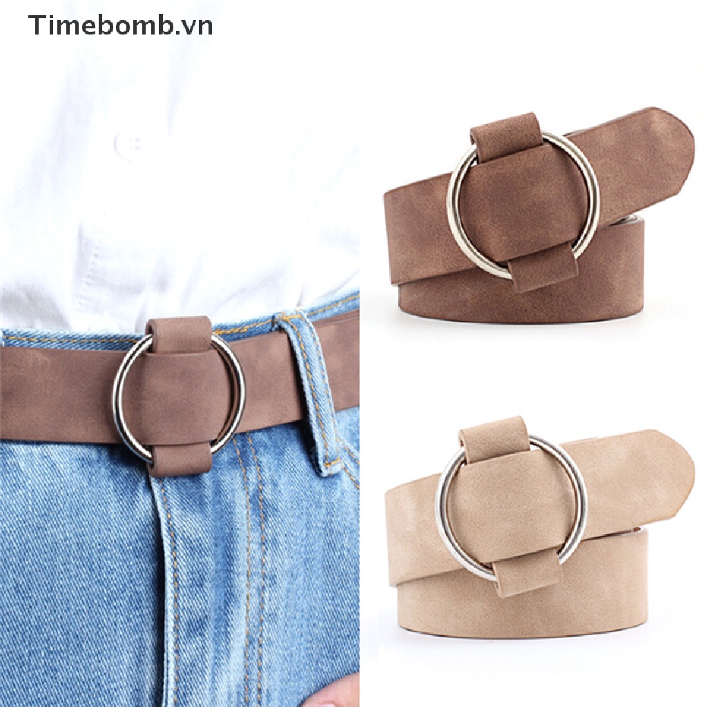 Thắt Lưng Da Khóa Tròn Kim Loại Phong Cách Boho Cổ Điển Thời Trang Cho Nữ