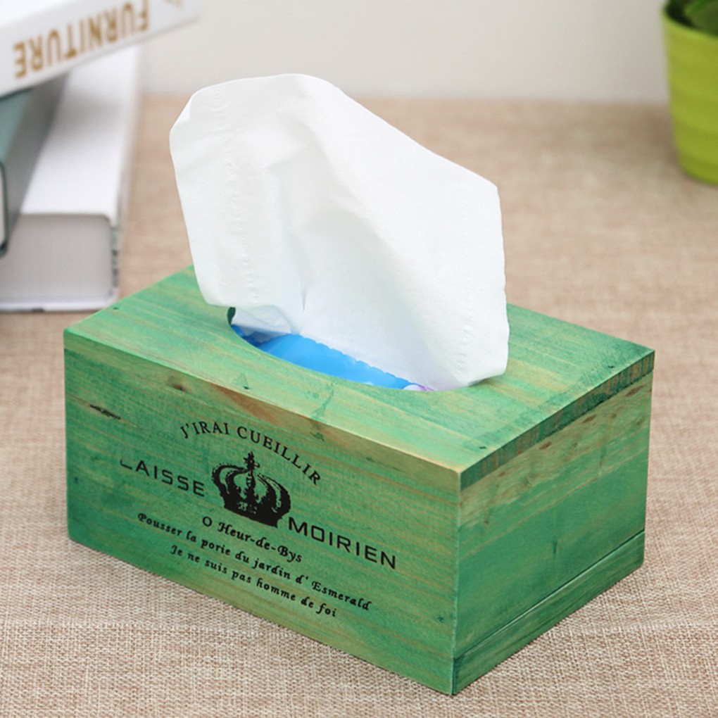 Hộp gỗ đựng khăn giấy cao cấp hình chữ nhật dùng cho nhà hàng/gia đình