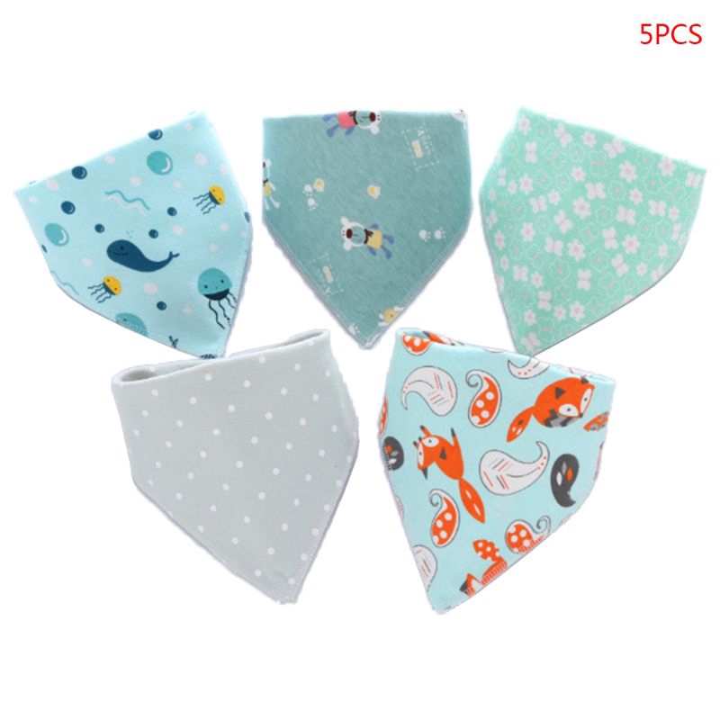 Set 5 Yếm Ăn Cotton Xinh Xắn Dành Cho Bé