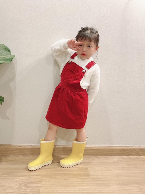 Váy yếm nhung Zara size 12/18m - 4/5y