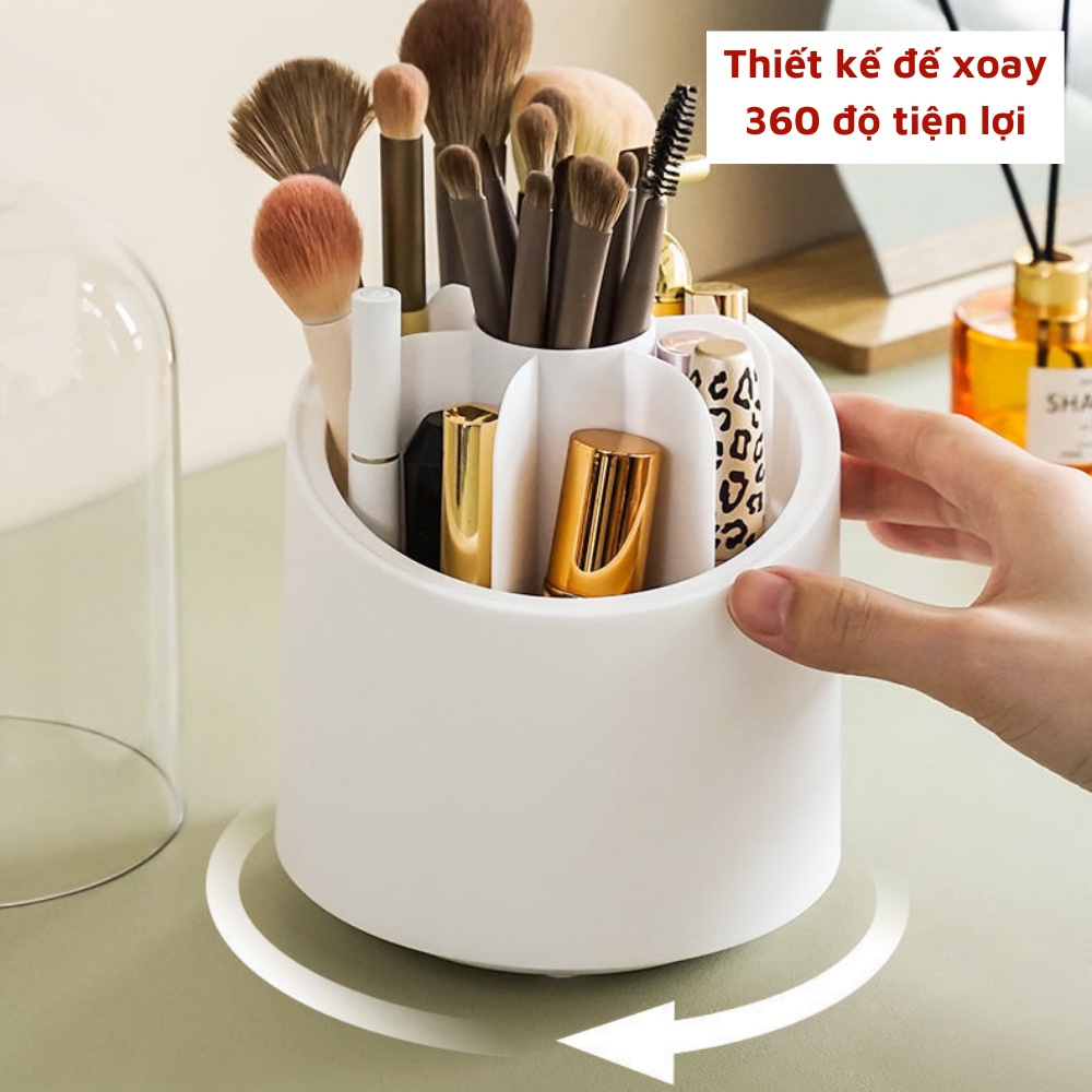 Hộp đựng đồ trang điểm mỹ có nắp xoay 360 độ nhiều ngăn sang trọng tiện lợi chất liệu nhựa ABS cao cấp