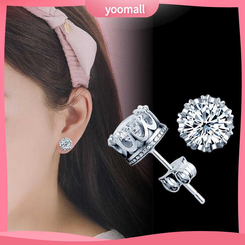 Bông Tai Xi Mạ Bạc Đính Đá Lấp Lánh