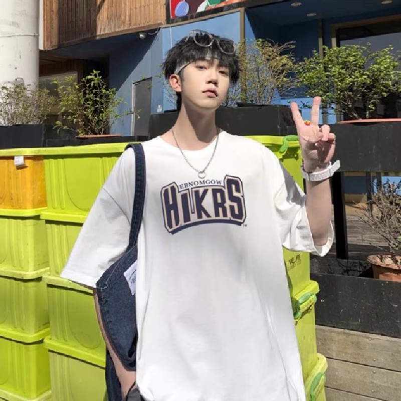 Áo Thun Tay Ngắn Dáng Rộng In Chữ Thời Trang Mùa Hè Phong Cách Hàn Quốc Cho Nam Size M-8XL