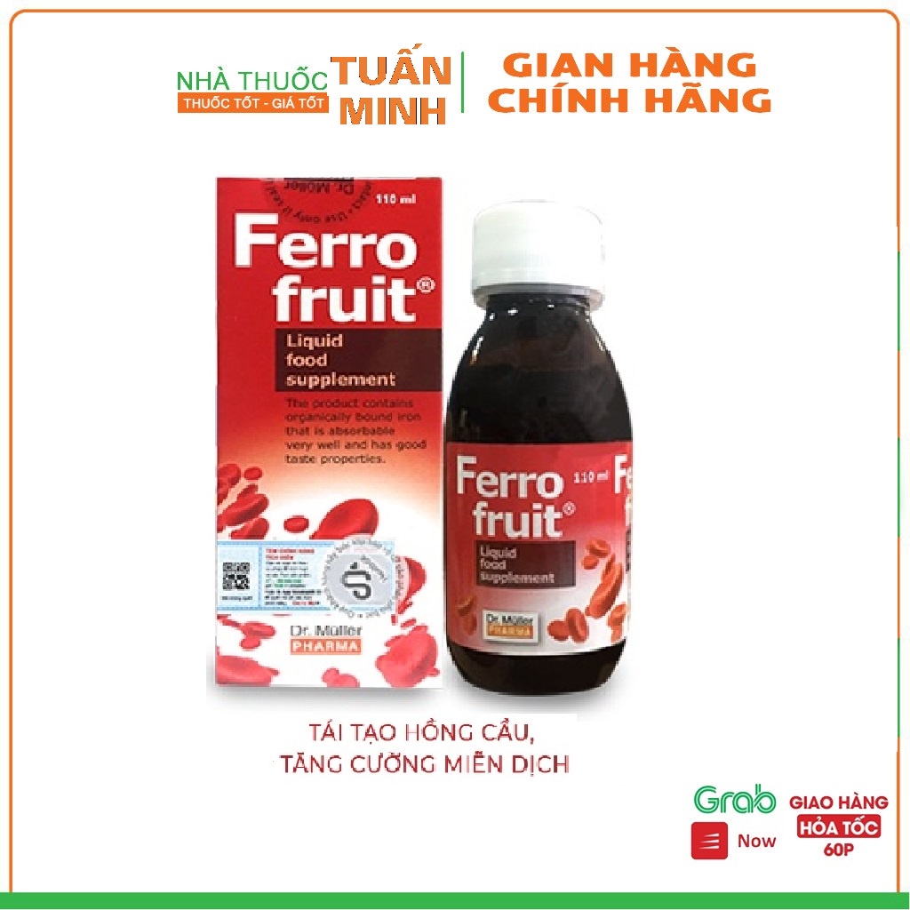 Sắt Ferro Fruit Siro vị trái cây giúp tái tạo hồng cầu tăng cường miễn dịch 300gr