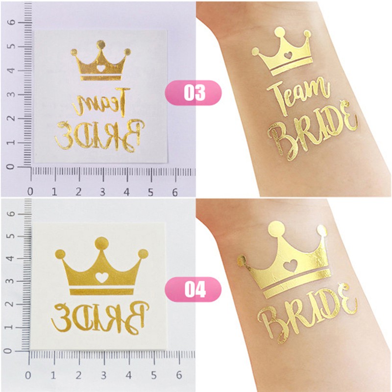 (Hàng Mới Về) Set 10 Hình Xăm Dán Tạm Thời Hình Logo Team Bride Màu Vàng / Bạc / Cầu