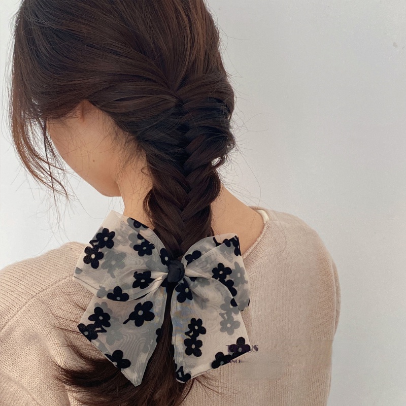 Kẹp Tóc Nơ In Họa Tiết Phong Cách retro Hàn Quốc Cho Nữ