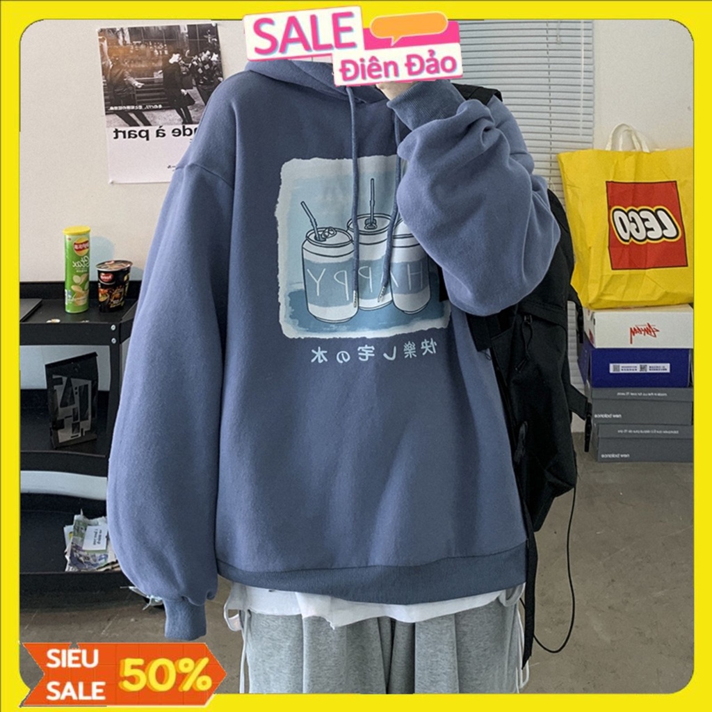 Áo hoodie unisex form rộng Happy, Áo sweater nam nữ hàn quốc | BigBuy360 - bigbuy360.vn