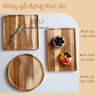 Khay gỗ tự nhiên an toàn đựng thực phẩm ăn uống hằng hàng ngày