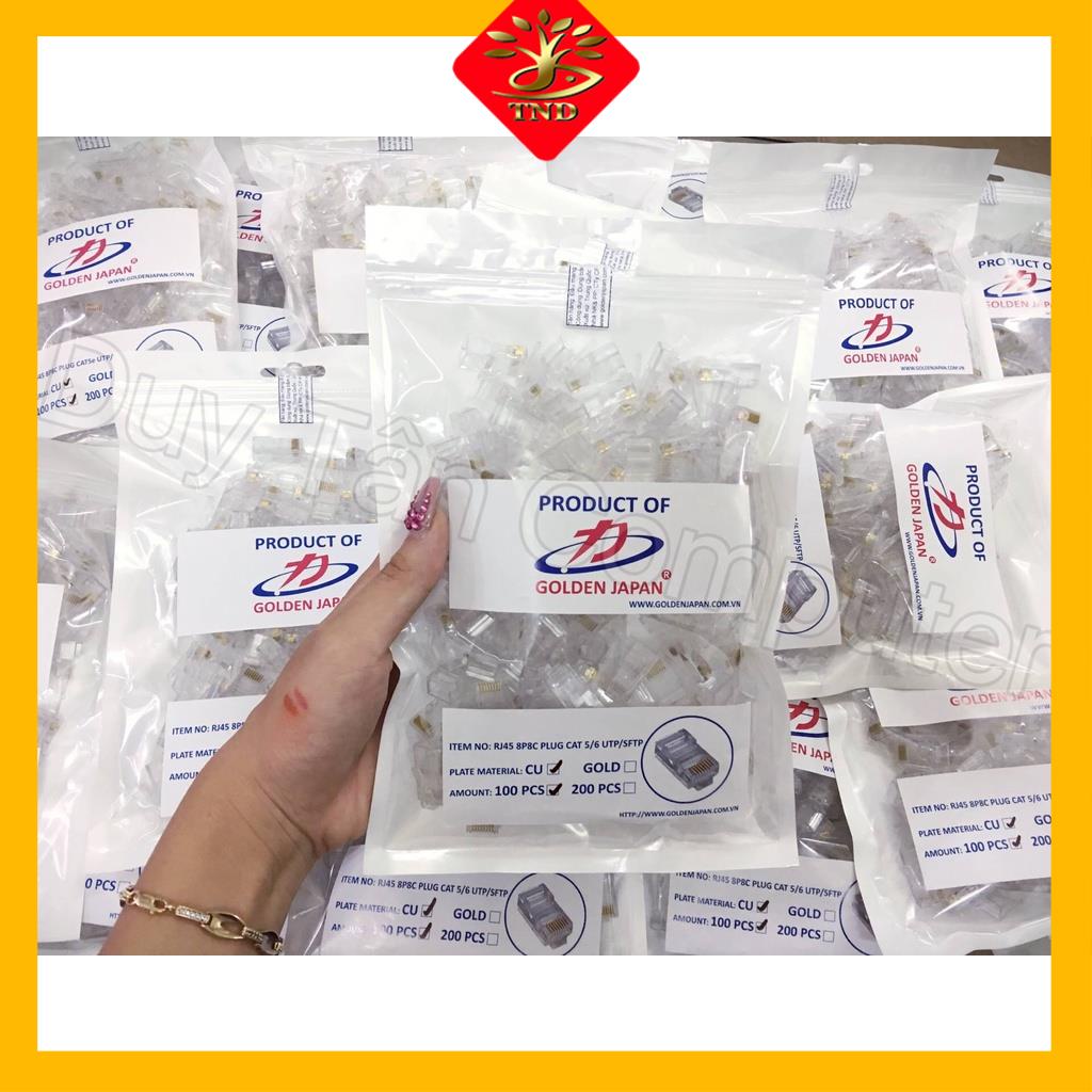 Hạt mạng Rj45 Golden japan túi 100 hạt tốt ARIGATO Đảm Bảo Chất Lượng.HMGJ