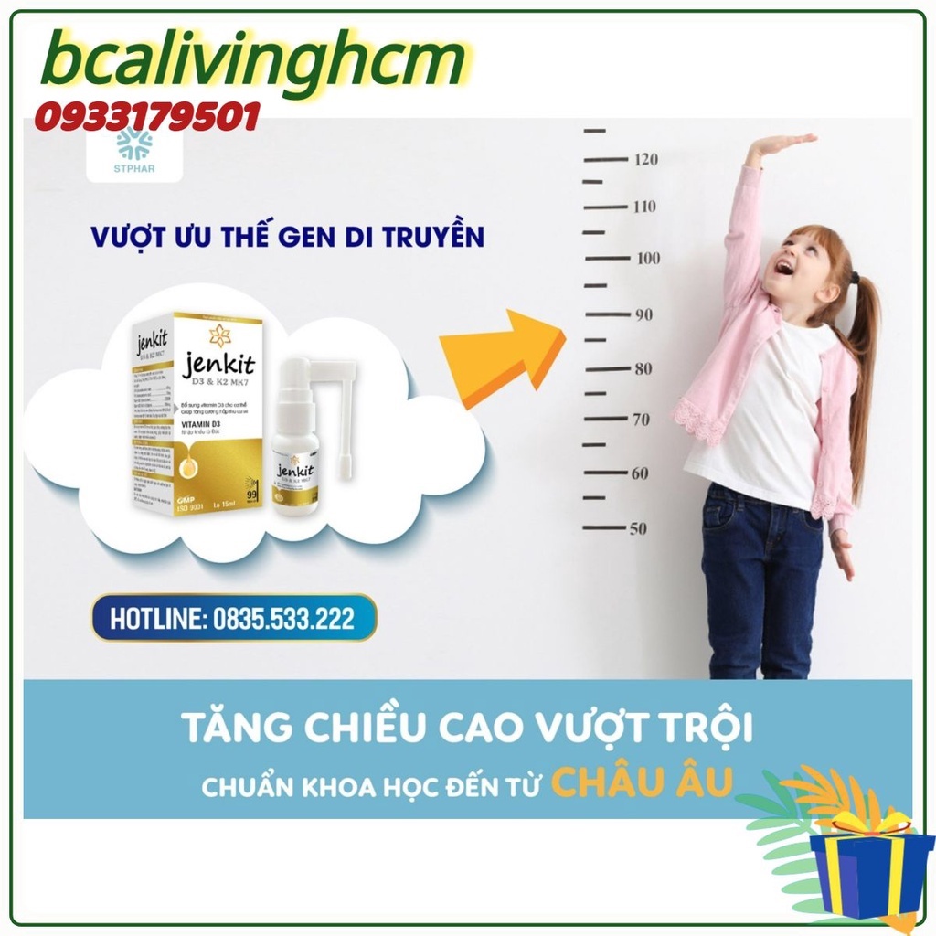 Chai xịt tối ưu chiều cao và phát triển trí não cho bé D3K2 DHA Jenkit, xịt tăng chiều cao
