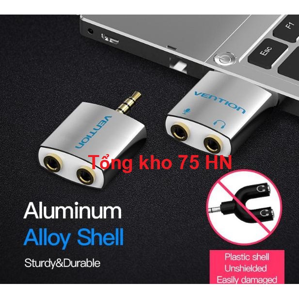 Bộ chia âm thanh 3.5mm ra 2 cổng chính hãng Vention