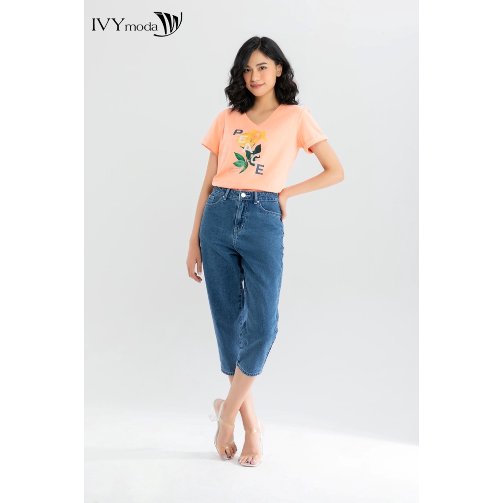 [NHẬP WABRTL5 GIẢM 10% TỐI ĐA 50K ĐH 250K ]Quần lửng bò dáng baggy IVY moda MS 24B8008