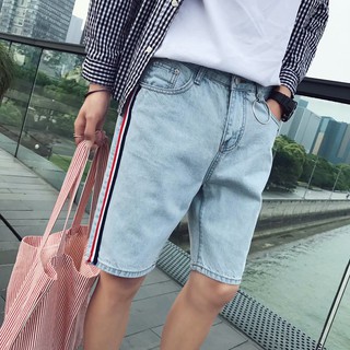 Quần short jeans kẻ sọc kiểu dáng trẻ trung thời trang dành cho nam