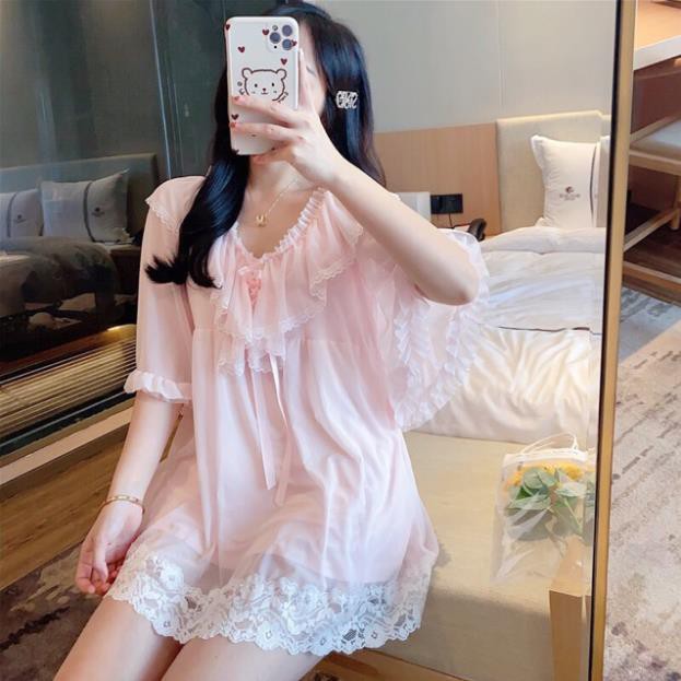 Bộ ngủ hồng ulzzang siêu xinh (có clip) | BigBuy360 - bigbuy360.vn