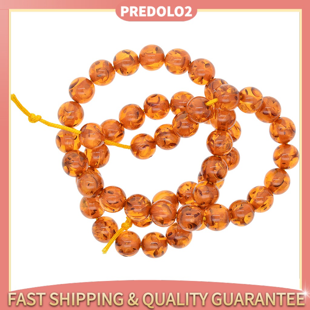 Set 2 Túi Hạt Đá Hổ Phách Nâu 8mm Làm Trang Sức Thủ Công DIY