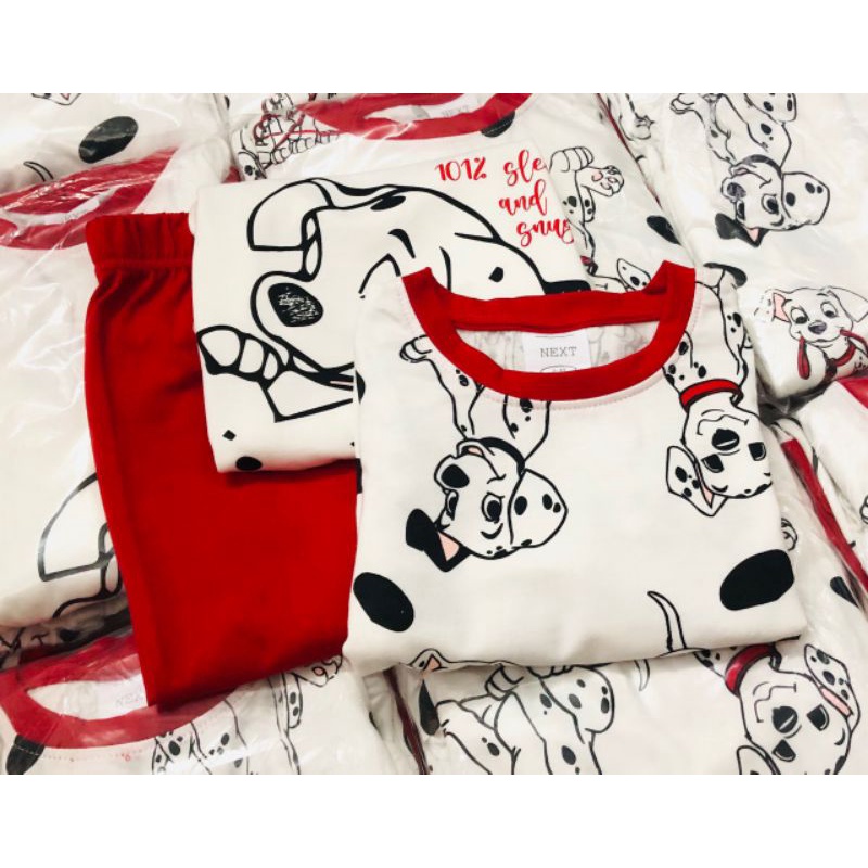 SET 2 BỘ COTTON DÀI TAY IN HÌNH CÚN TRẮNG ĐỎ CHO BÉ