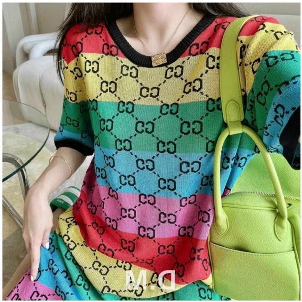 Đầm Len Suông | Len phối màu tay ngắn | Đầm Quảng Châu Đầm Nữ Dễ Thương, Sang Trọng | BigBuy360 - bigbuy360.vn