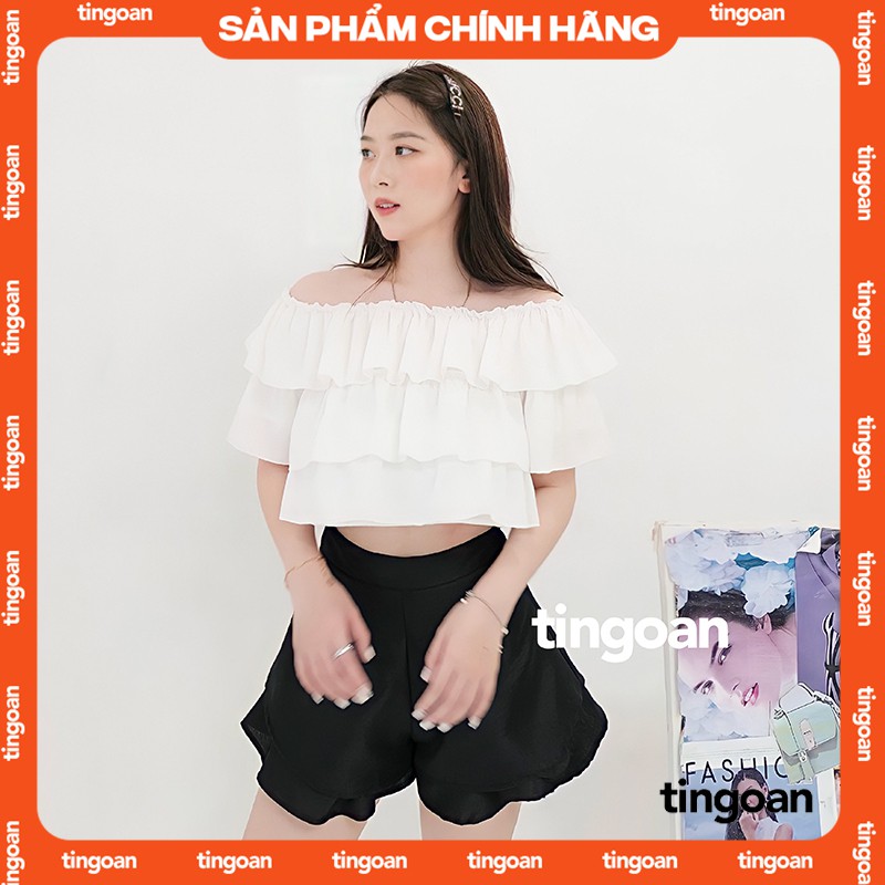 Áo trễ vai croptop 3 tầng đũi chống nhăn co dãn trắng tingoan BOY BYE OFF/WH | BigBuy360 - bigbuy360.vn