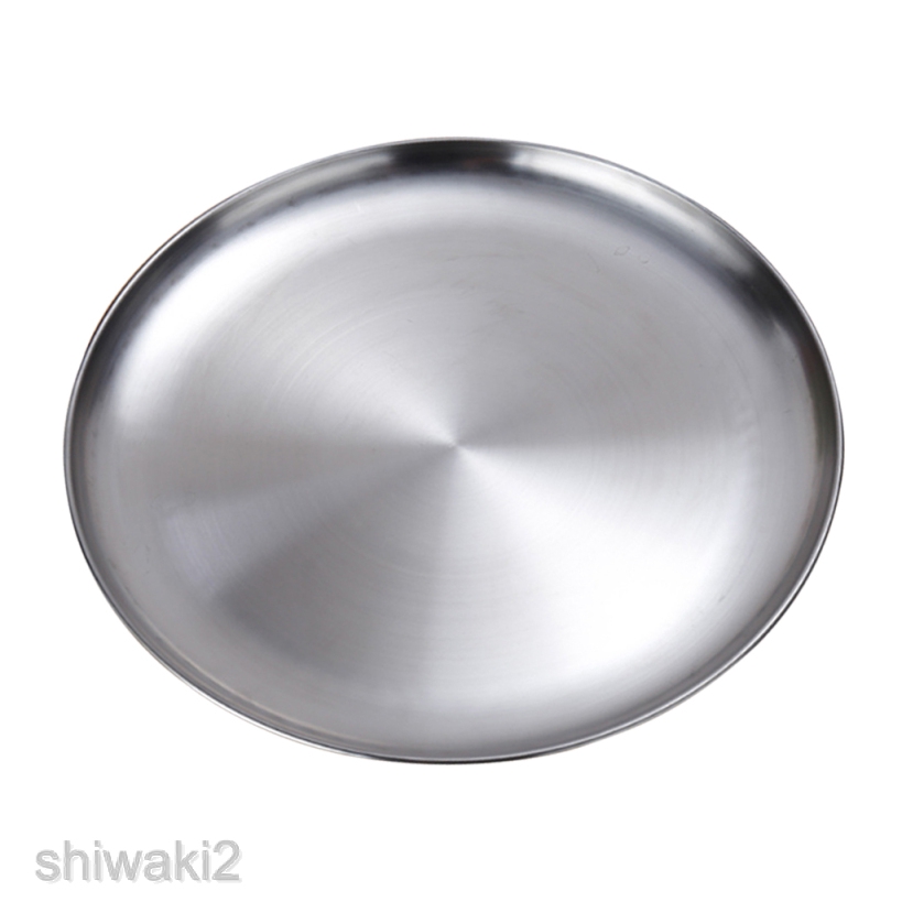 Stainless Steel Round Plate Dinner Plate Dish Food Serving Platter 14cm
