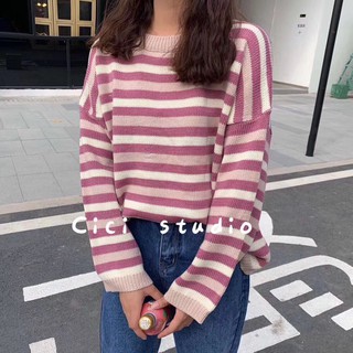 Áo len kẻ ngang nhỏ màu pha