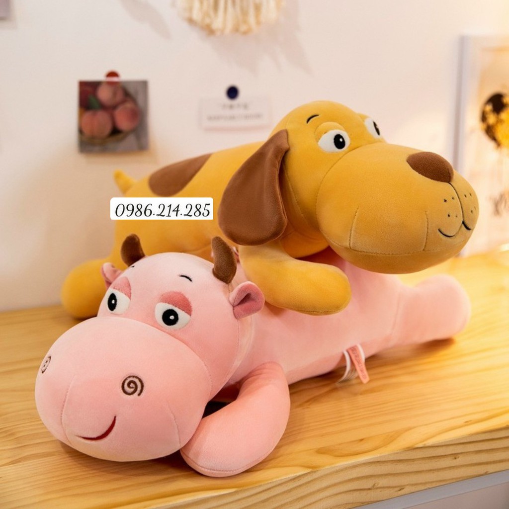 Gấu bông cá sấu mắt lồi. Bò Nằm mắt lồi. Chó Mắt Lồi Size 75cm- 1m2- mặt ngáo gối ôm hình thú cho người lớn